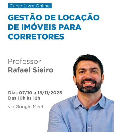 ONLINE –  CURSO LIVRE GESTÃO DE LOCAÇÃO DE IMÓVEIS PARA CORRETORES