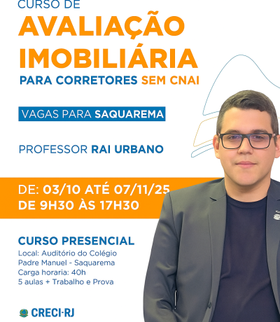 SAQUAREMA – Curso Regular de Avaliação Imobiliária